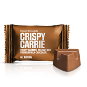 Chokolade Bites med karamel & flagesalt - Crispy Carrie fra Simply Chocolate Flowpack 10 g